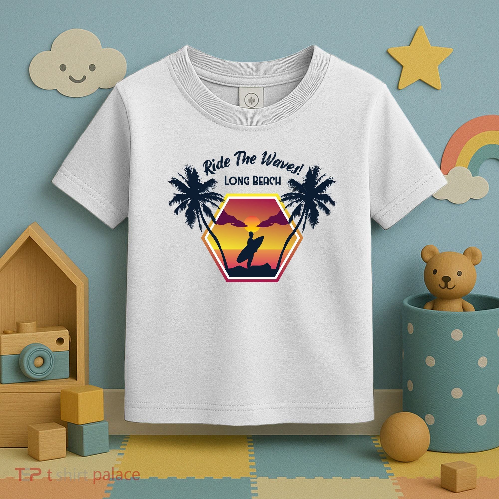 Ride The Waves Long Beach Toddler T-Shirt