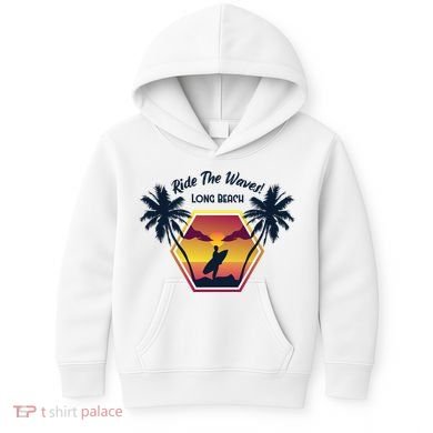 Ride The Waves Long Beach Kids Hoodie