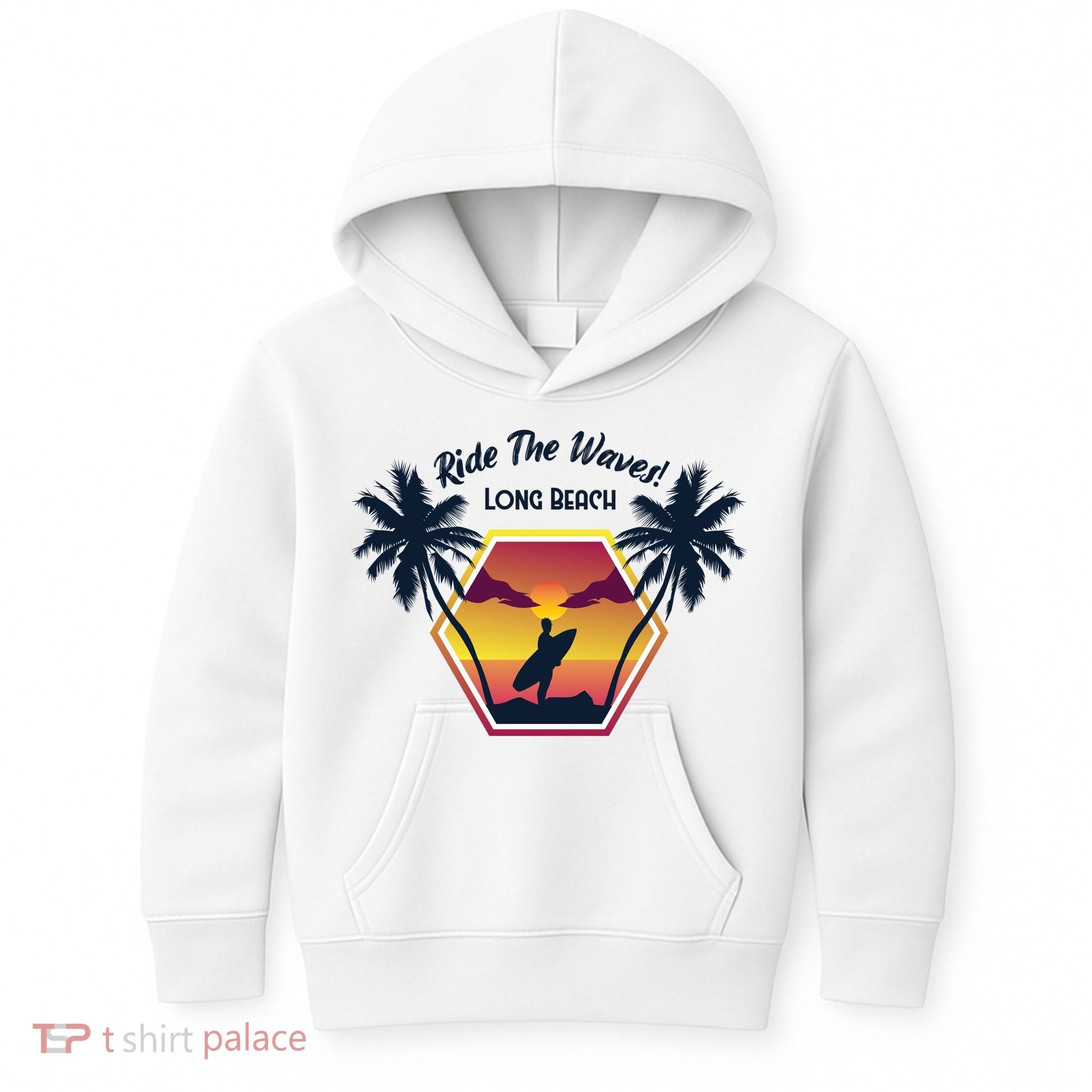 Ride The Waves Long Beach Kids Hoodie