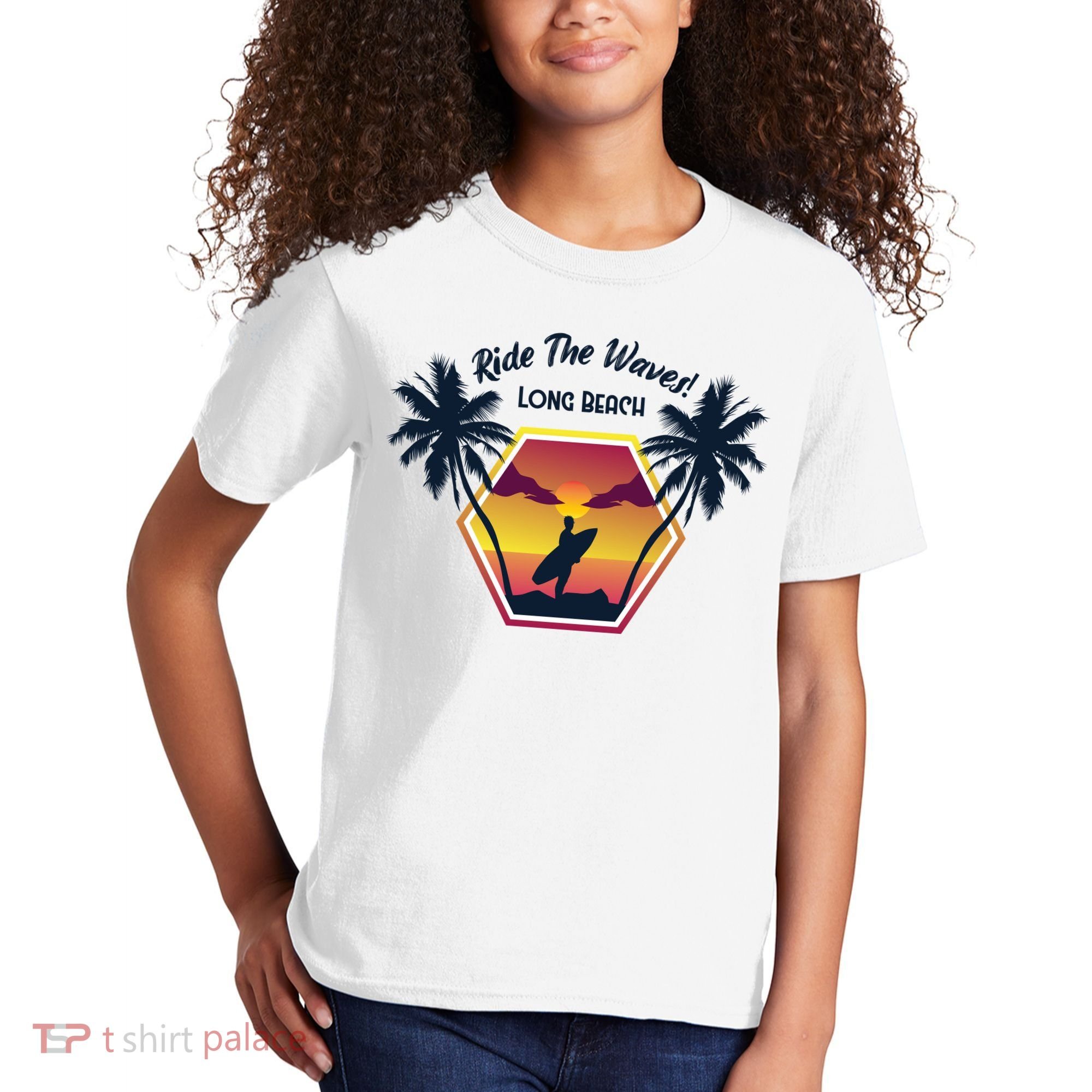 Ride The Waves Long Beach Kids T-Shirt