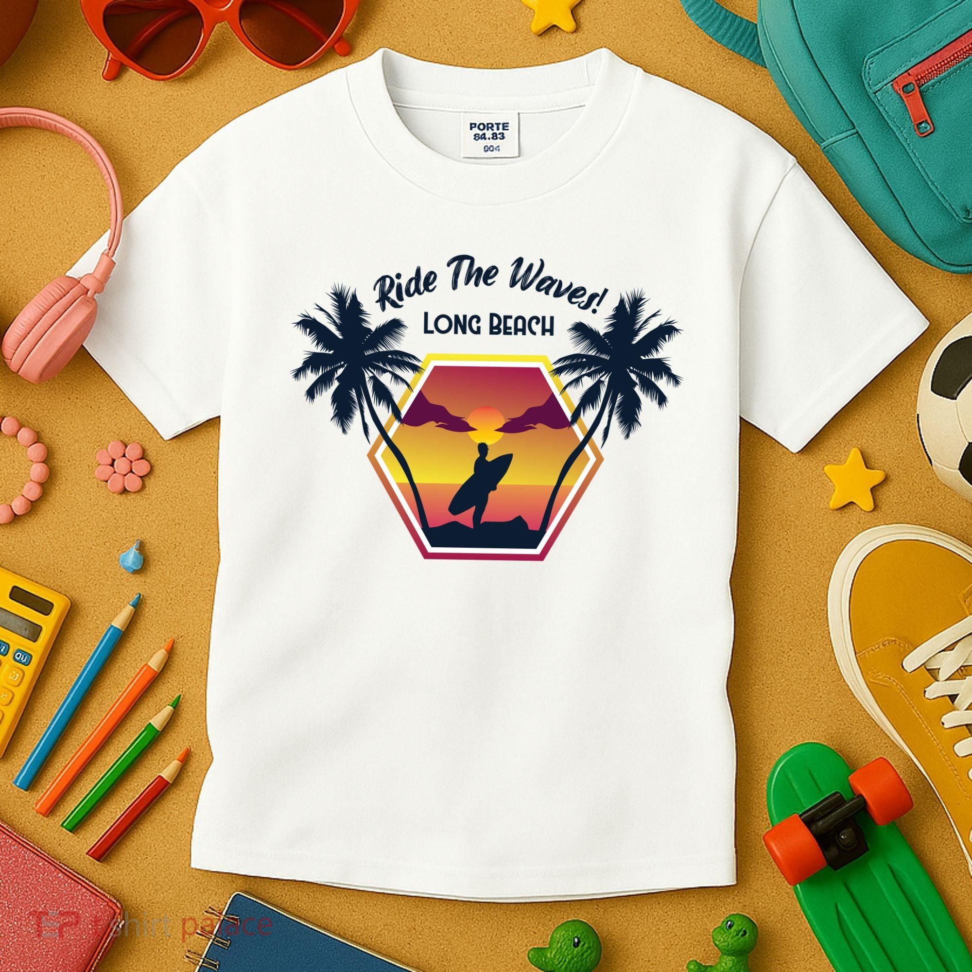 Ride The Waves Long Beach Kids T-Shirt