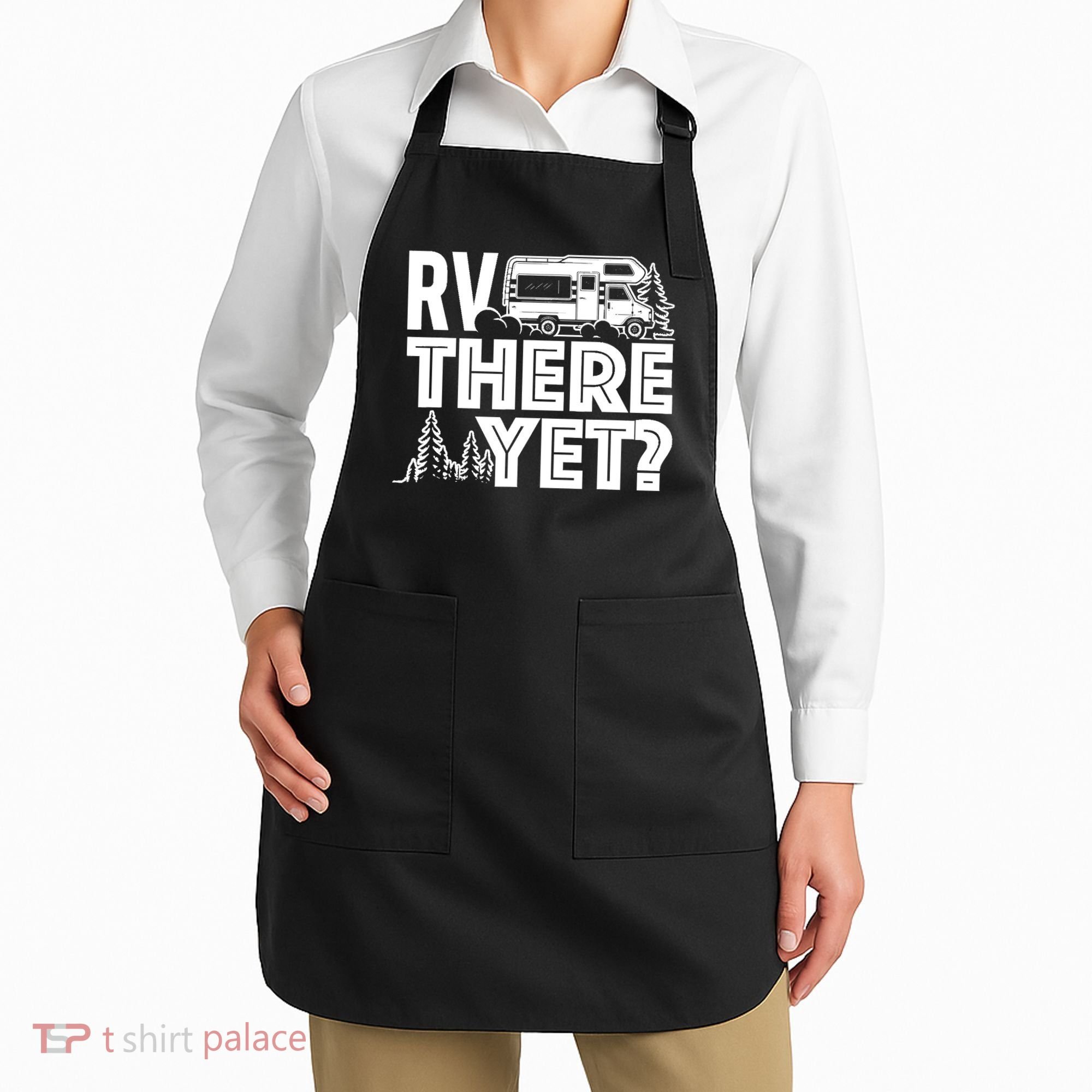 RV There Yet Happy Glamper Camping Apron