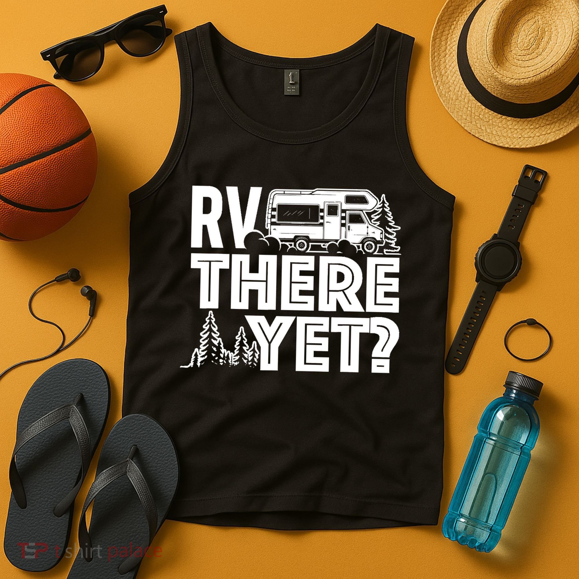 RV There Yet Happy Glamper Camping Tank Top