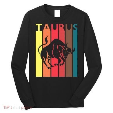 Retro Taurus Zodiac Sign April May Birthday Gift Taurus Long Sleeve Shirt