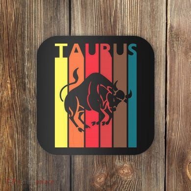 Retro Taurus Zodiac Sign April May Birthday Gift Taurus Coaster