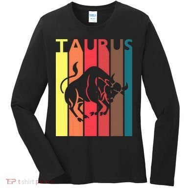Retro Taurus Zodiac Sign April May Birthday Gift Taurus Women's Long Sleeve Shirt