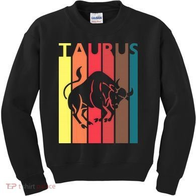 Retro Taurus Zodiac Sign April May Birthday Gift Taurus Kids Sweatshirt