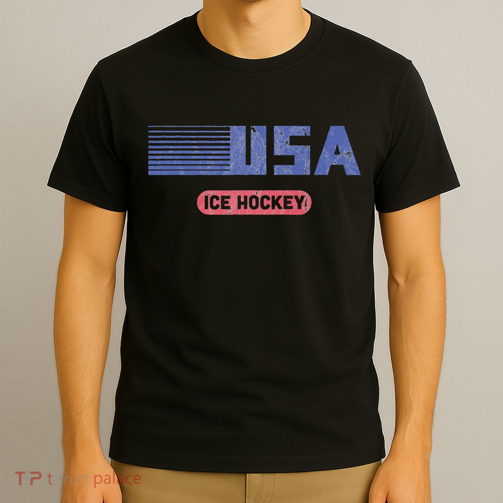 Retro Usa 2024 Team American Ice Hockey Vintage T-Shirt