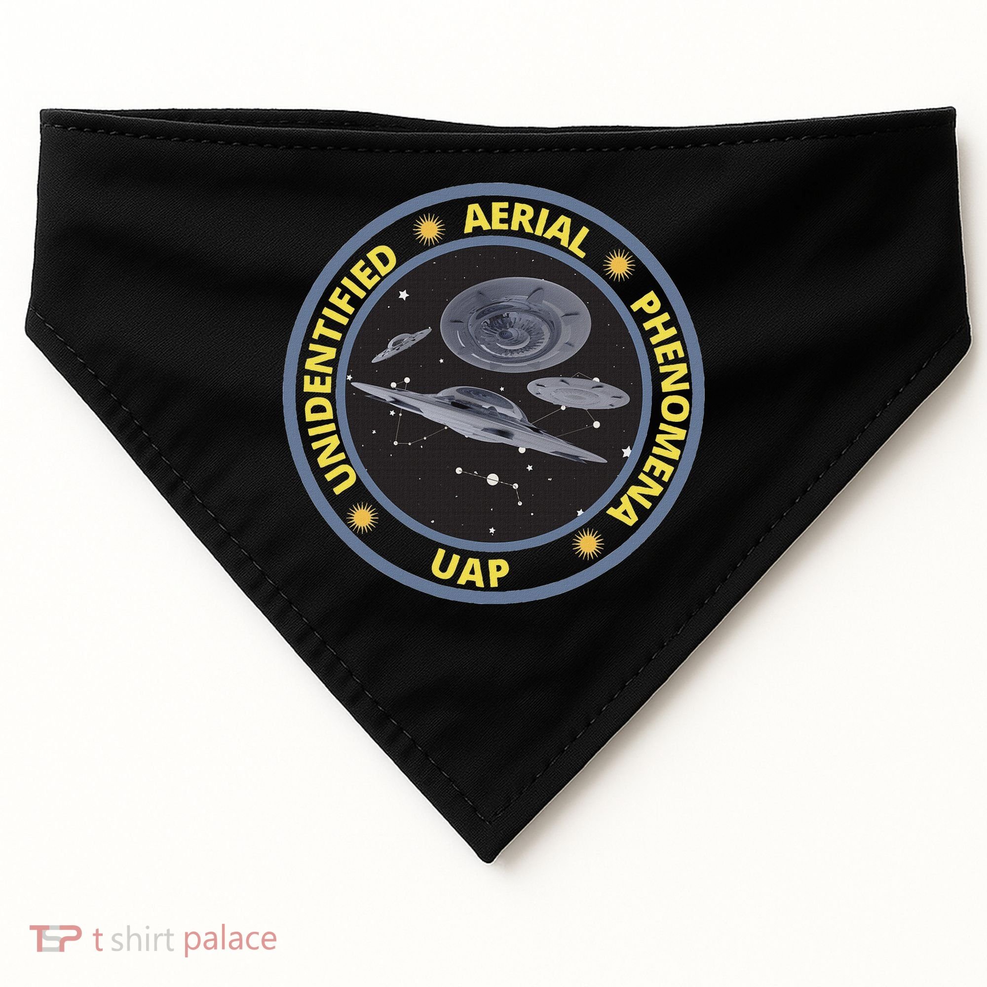 Retro Unidentified Aerial Phenomena Spaceships Uap USA-Made Doggie Bandana