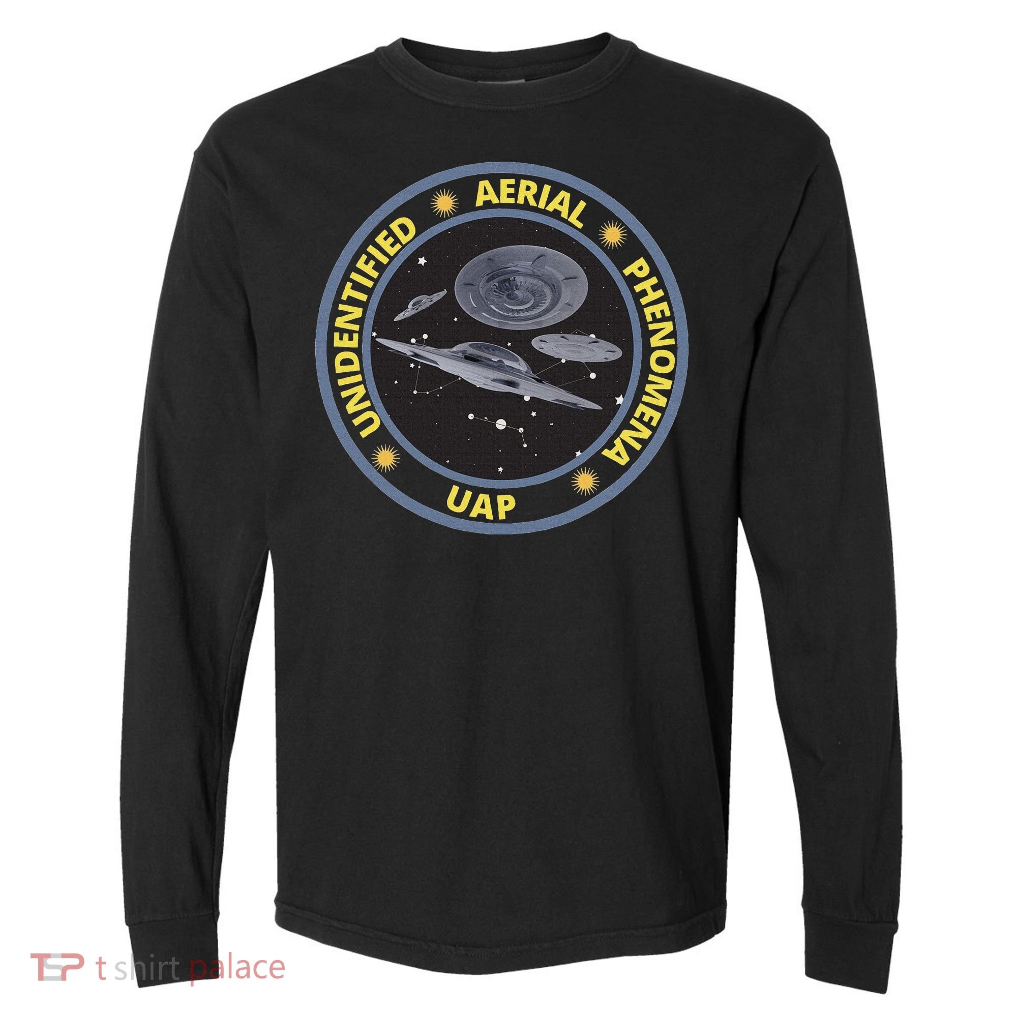 Retro Unidentified Aerial Phenomena Spaceships Uap Comfort Colors Heavyweight Long Sleeve T-Shirt