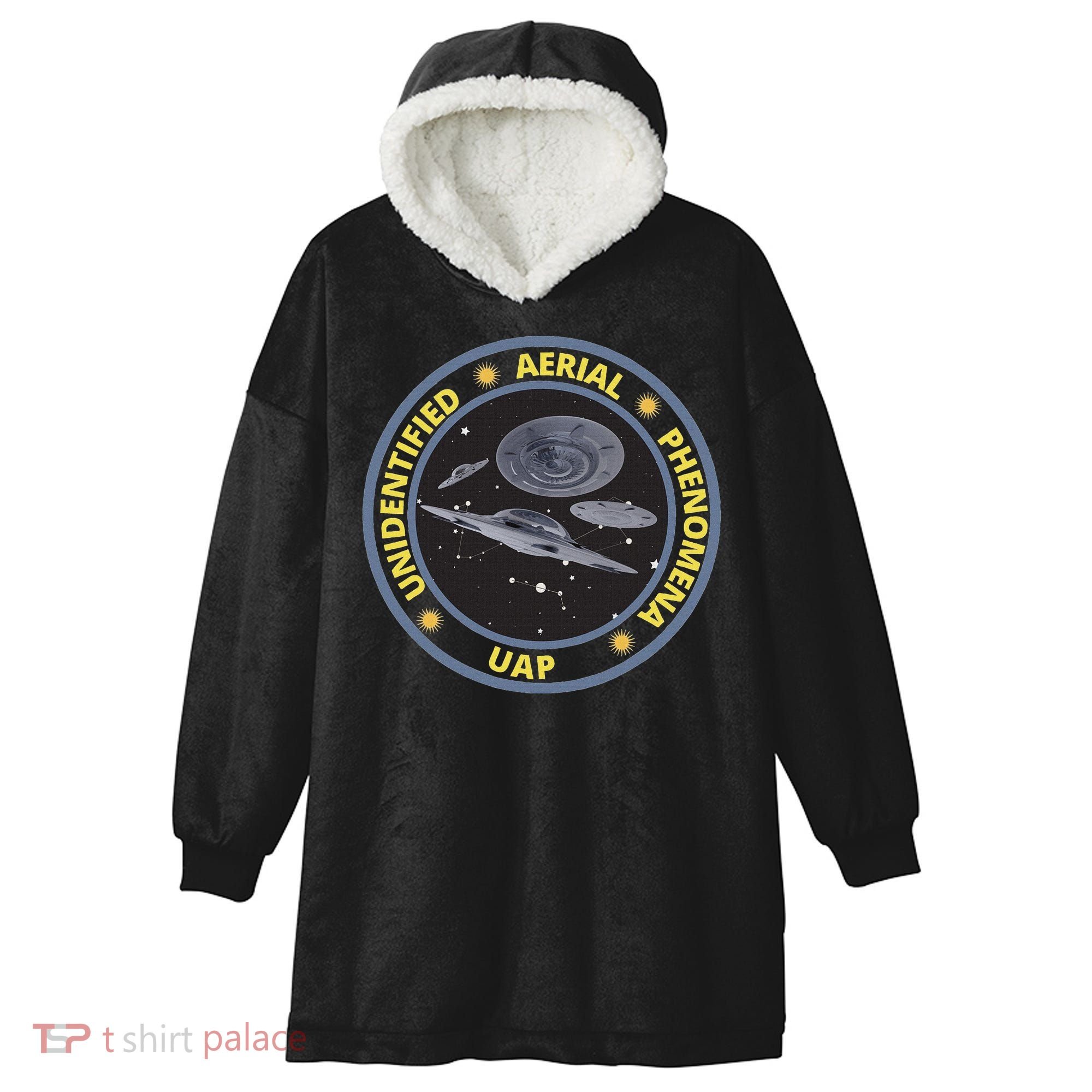 Retro Unidentified Aerial Phenomena Spaceships Uap Hooded Wearable Blanket