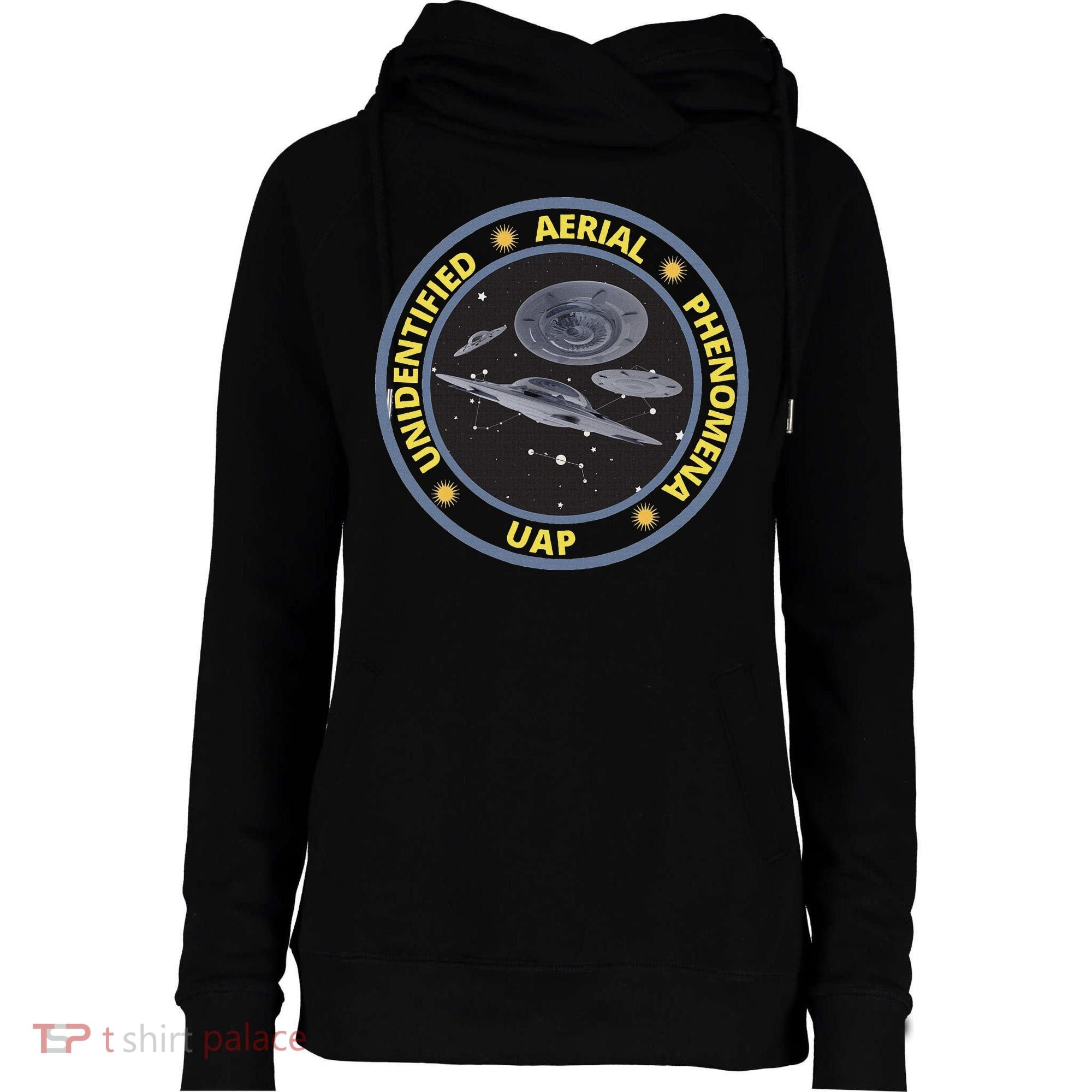 Retro Unidentified Aerial Phenomena Spaceships Uap Womens Funnel Neck Pullover Hood