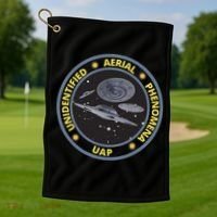 Retro Unidentified Aerial Phenomena Spaceships Uap Golf Towel thumb 1