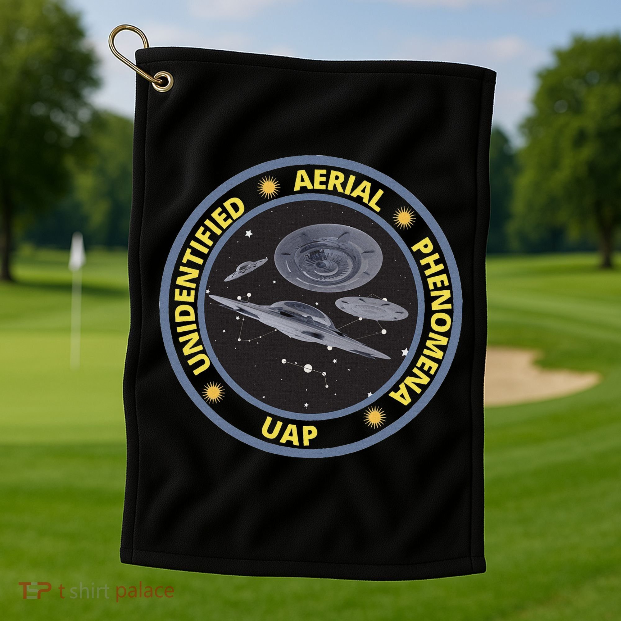 Retro Unidentified Aerial Phenomena Spaceships Uap Golf Towel