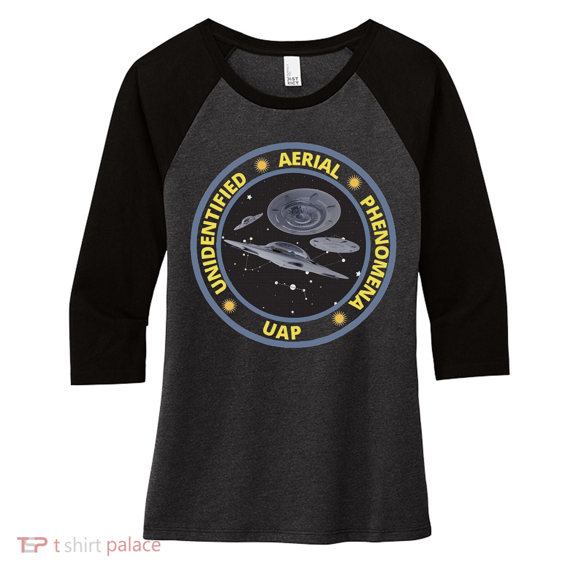 Retro Unidentified Aerial Phenomena Spaceships Uap Women's Tri-Blend 3/4-Sleeve Raglan Shirt