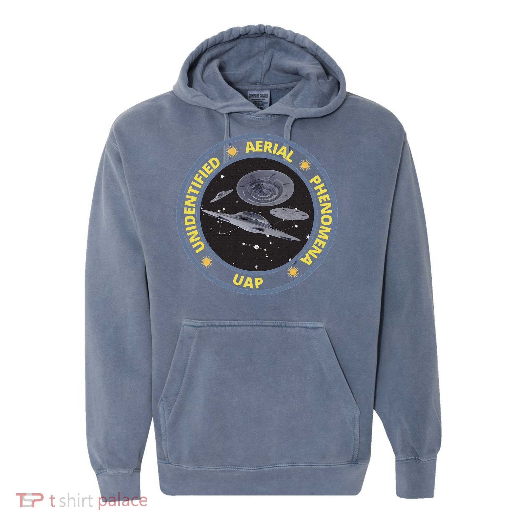 Retro Unidentified Aerial Phenomena Spaceships Uap Comfort Colors Garment-Dyed Hooded Sweatshirt
