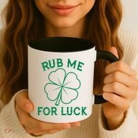 Rub Me For Luck Funny Shamrock St Pattys Day Coffee Mug thumb 3