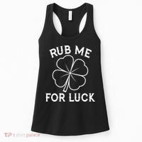 Rub Me For Luck Funny Shamrock St Pattys Day Women's Tank Top thumb 0