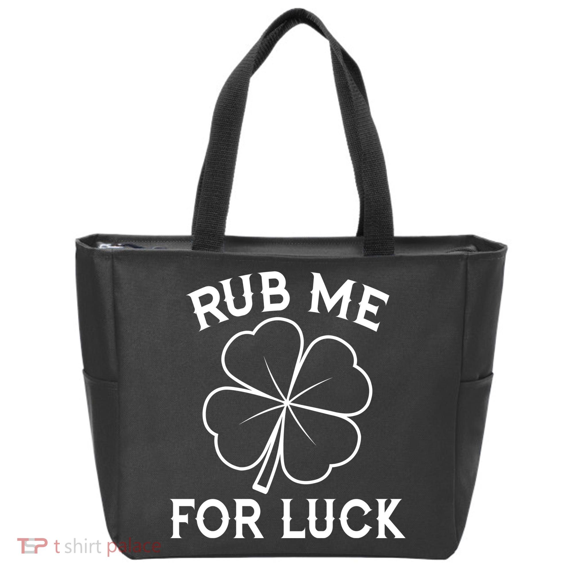 Rub Me For Luck Funny Shamrock St Pattys Day Tote Bag