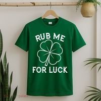 Rub Me For Luck Funny Shamrock St Pattys Day T-Shirt thumb 2