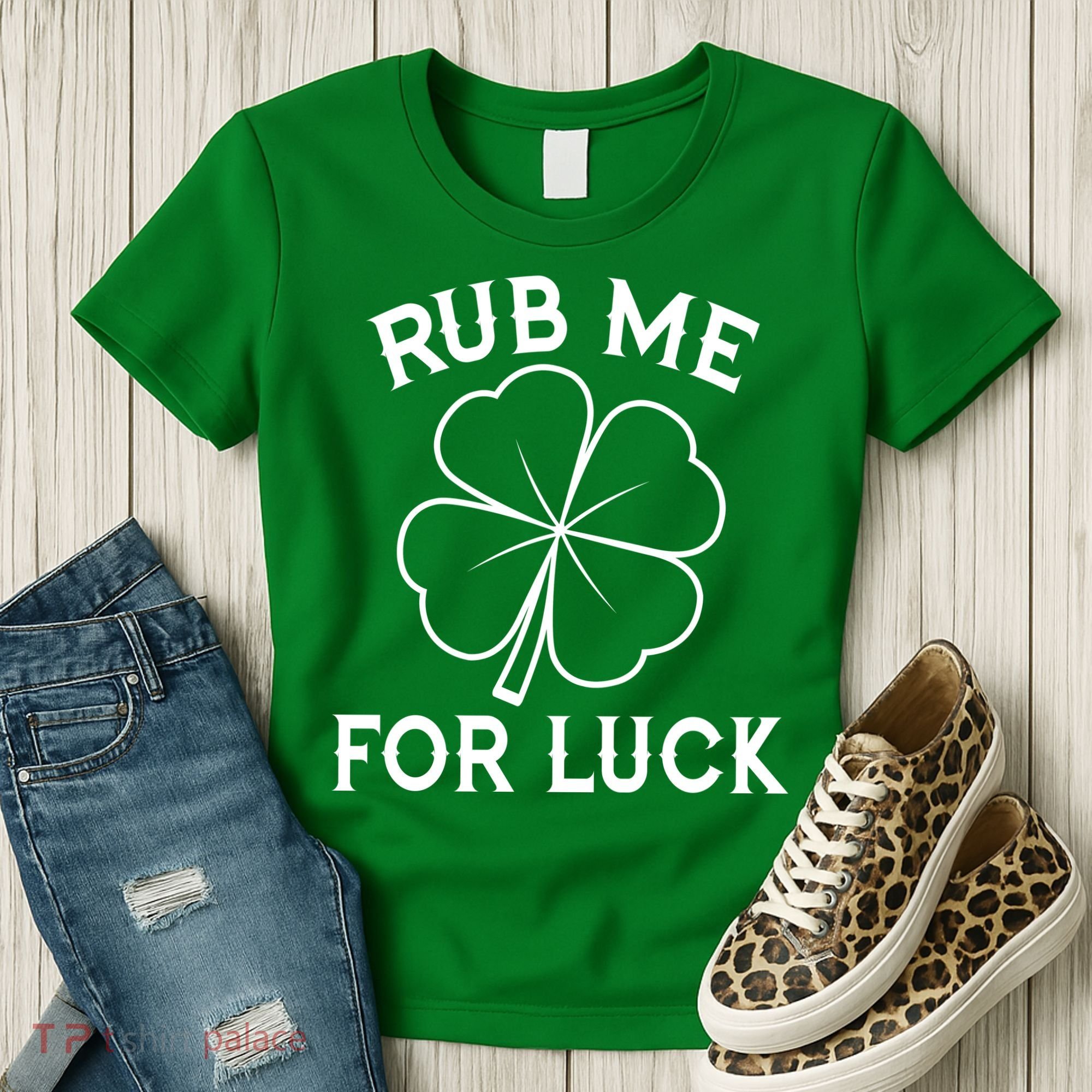 Rub Me For Luck Funny Shamrock St Pattys Day Women's T-Shirt