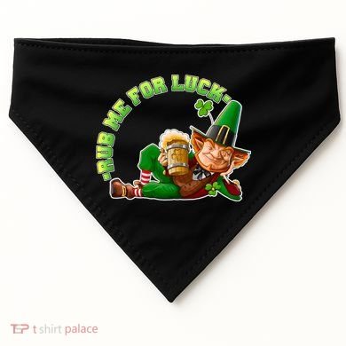 Rub Me for Luck Irish Leprechaun USA-Made Doggie Bandana