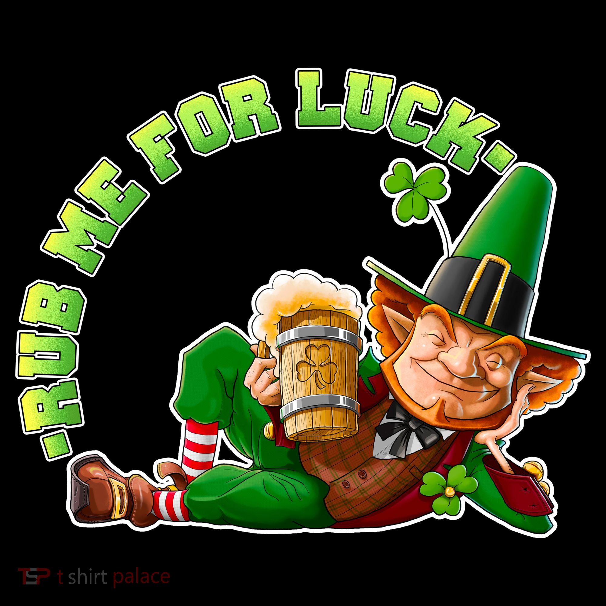 Rub Me for Luck Irish Leprechaun USA-Made Doggie Bandana