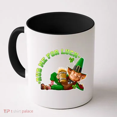 Rub Me for Luck Irish Leprechaun Coffee Mug