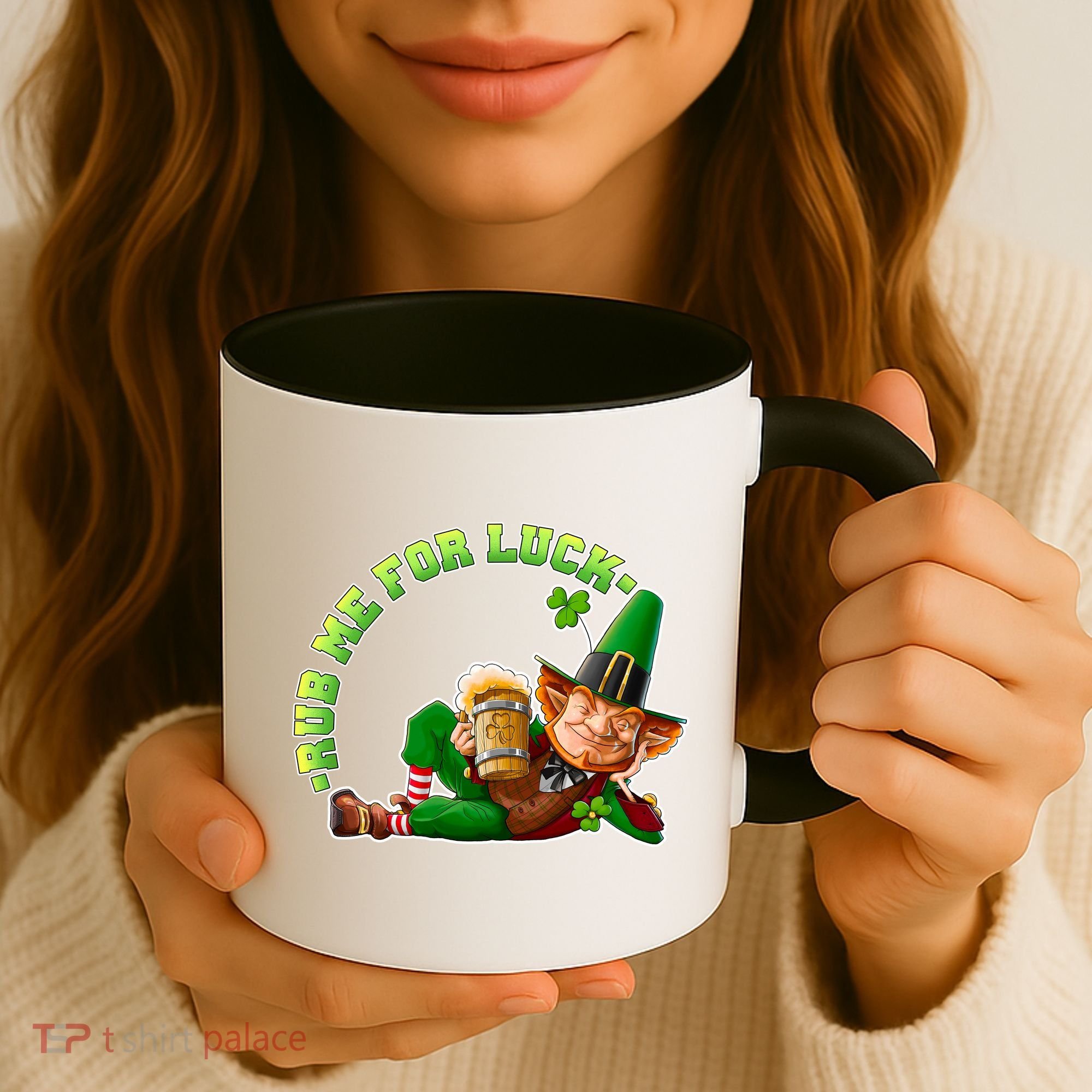 Rub Me for Luck Irish Leprechaun Coffee Mug