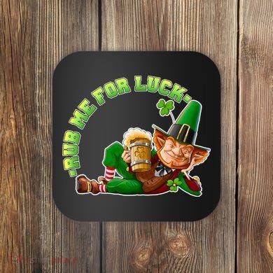 Rub Me for Luck Irish Leprechaun Coaster
