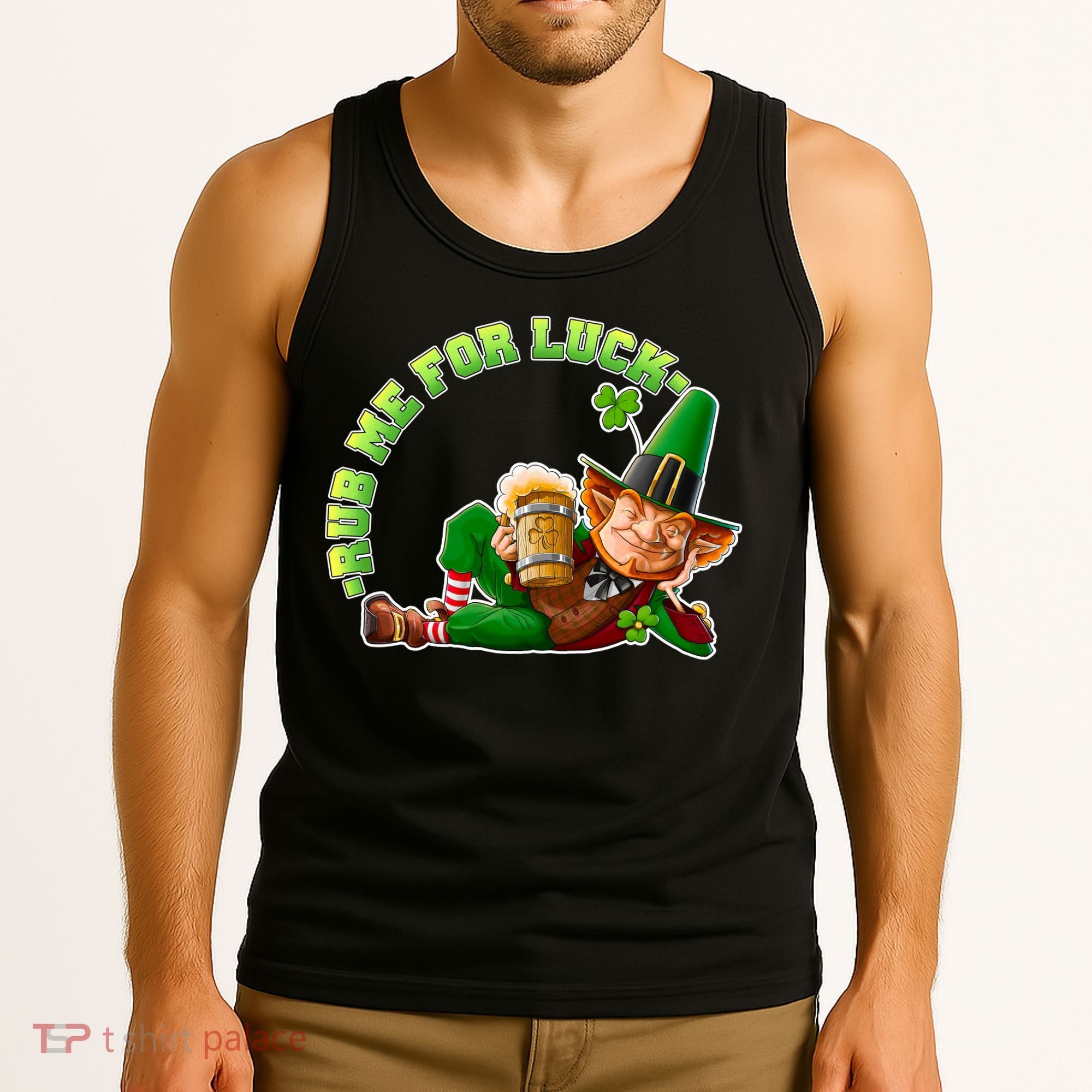 Rub Me for Luck Irish Leprechaun Tank Top
