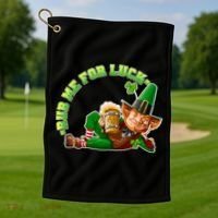 Rub Me for Luck Irish Leprechaun Golf Towel thumb 1