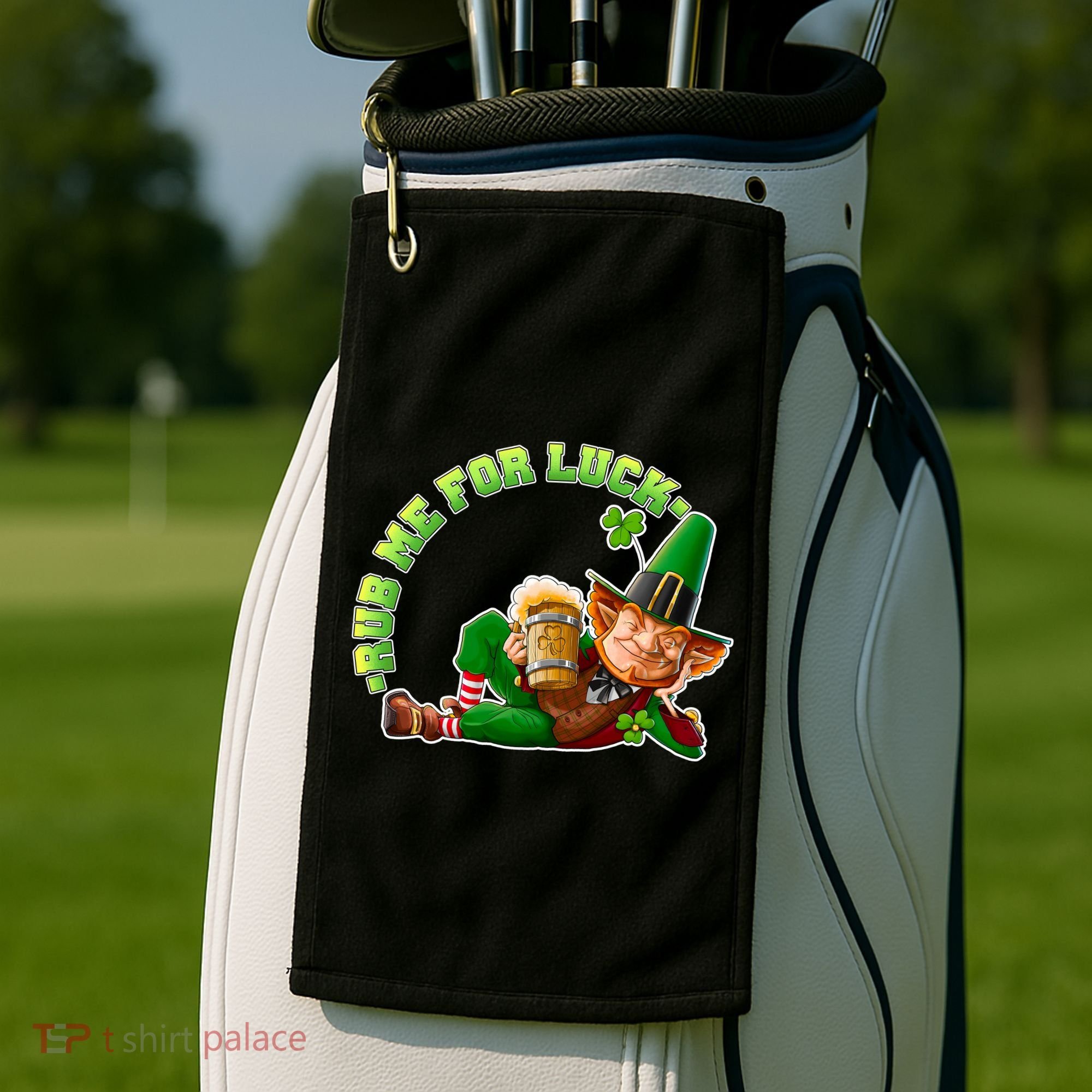 Rub Me for Luck Irish Leprechaun Golf Towel
