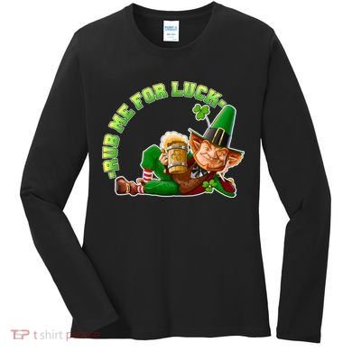 Rub Me for Luck Irish Leprechaun Women's Long Sleeve Shirt