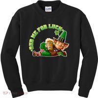 Rub Me for Luck Irish Leprechaun Kids Sweatshirt thumb 0