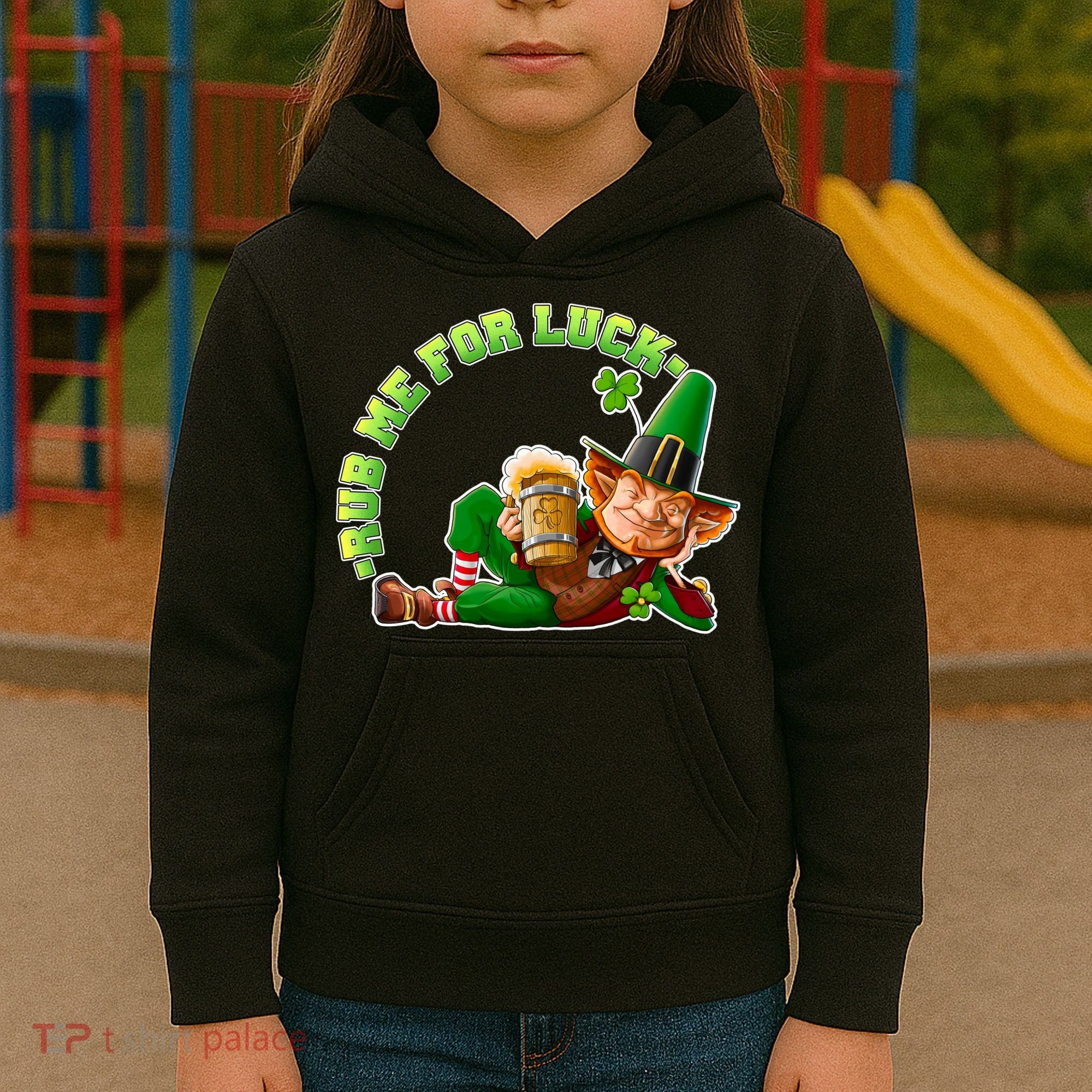 Rub Me for Luck Irish Leprechaun Kids Hoodie