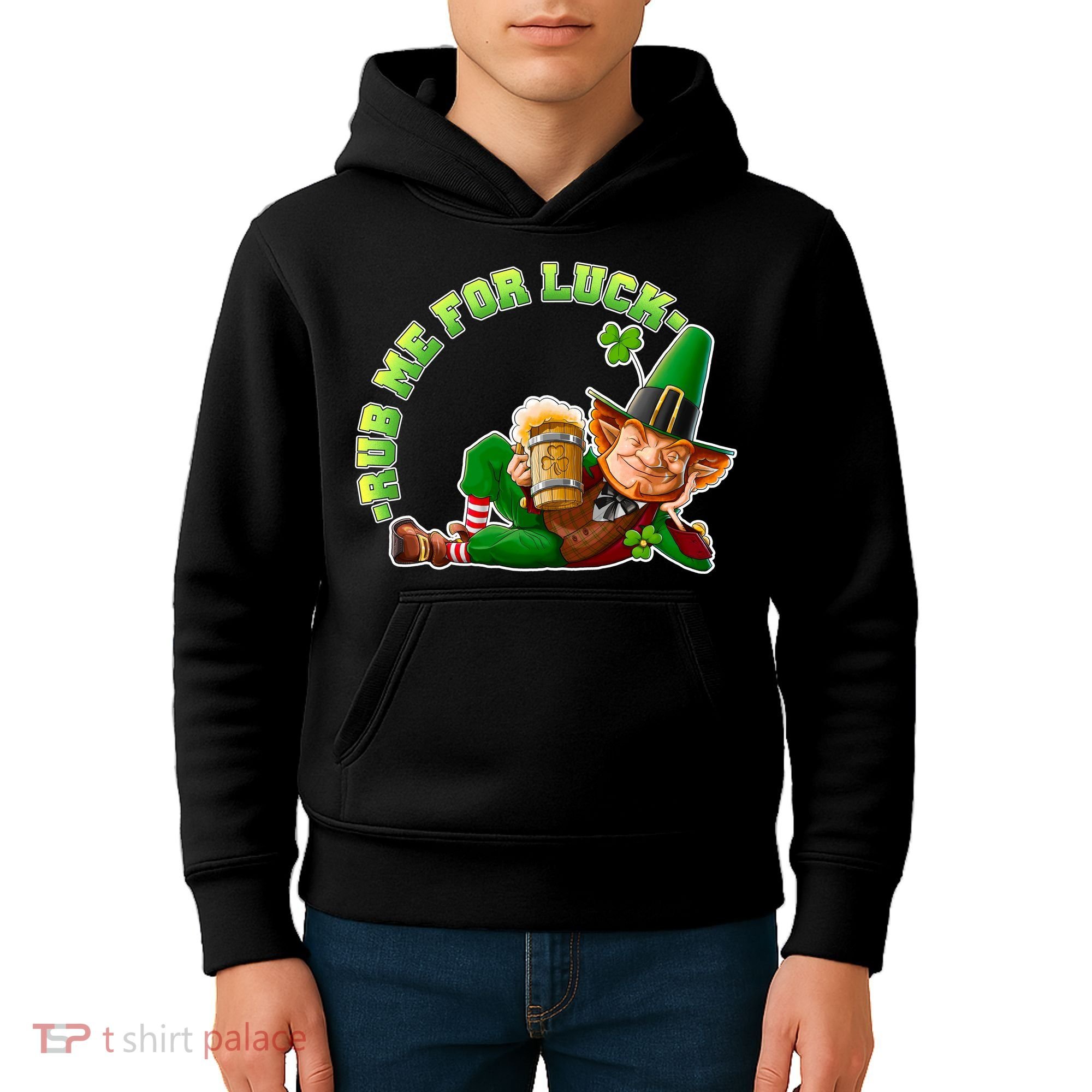 Rub Me for Luck Irish Leprechaun Kids Hoodie