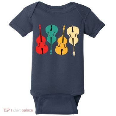Retro Upright Bass String Double Bass Vintage Gift Baby Bodysuit