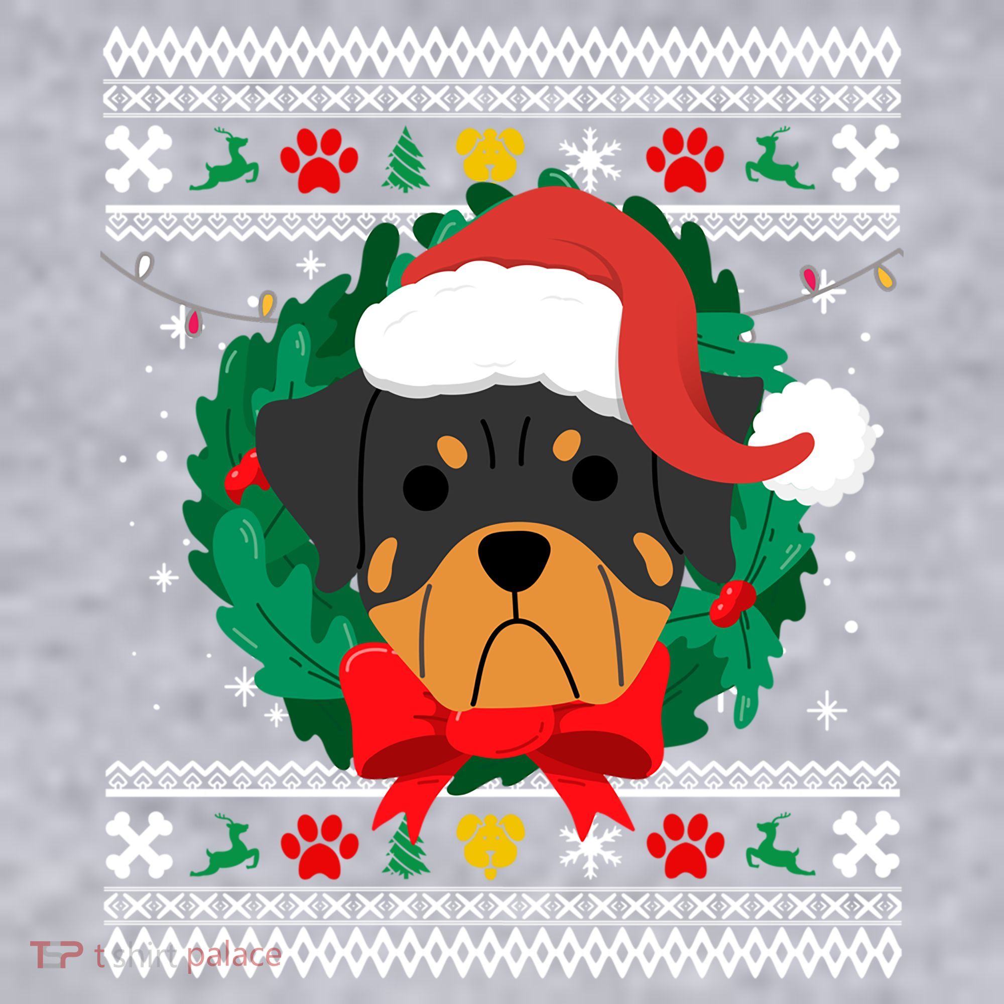 Rottweiler Ugly Christmas Sweater Rottie Great Gift Women's Racerback Cropped Tank