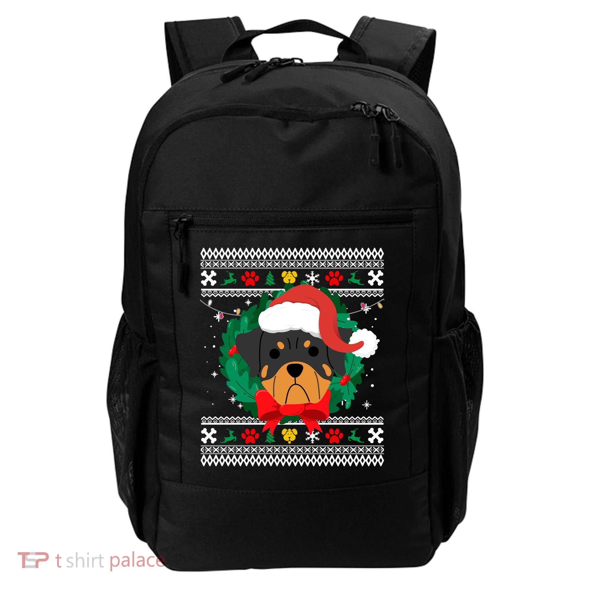Rottweiler Ugly Christmas Sweater Rottie Great Gift Backpack