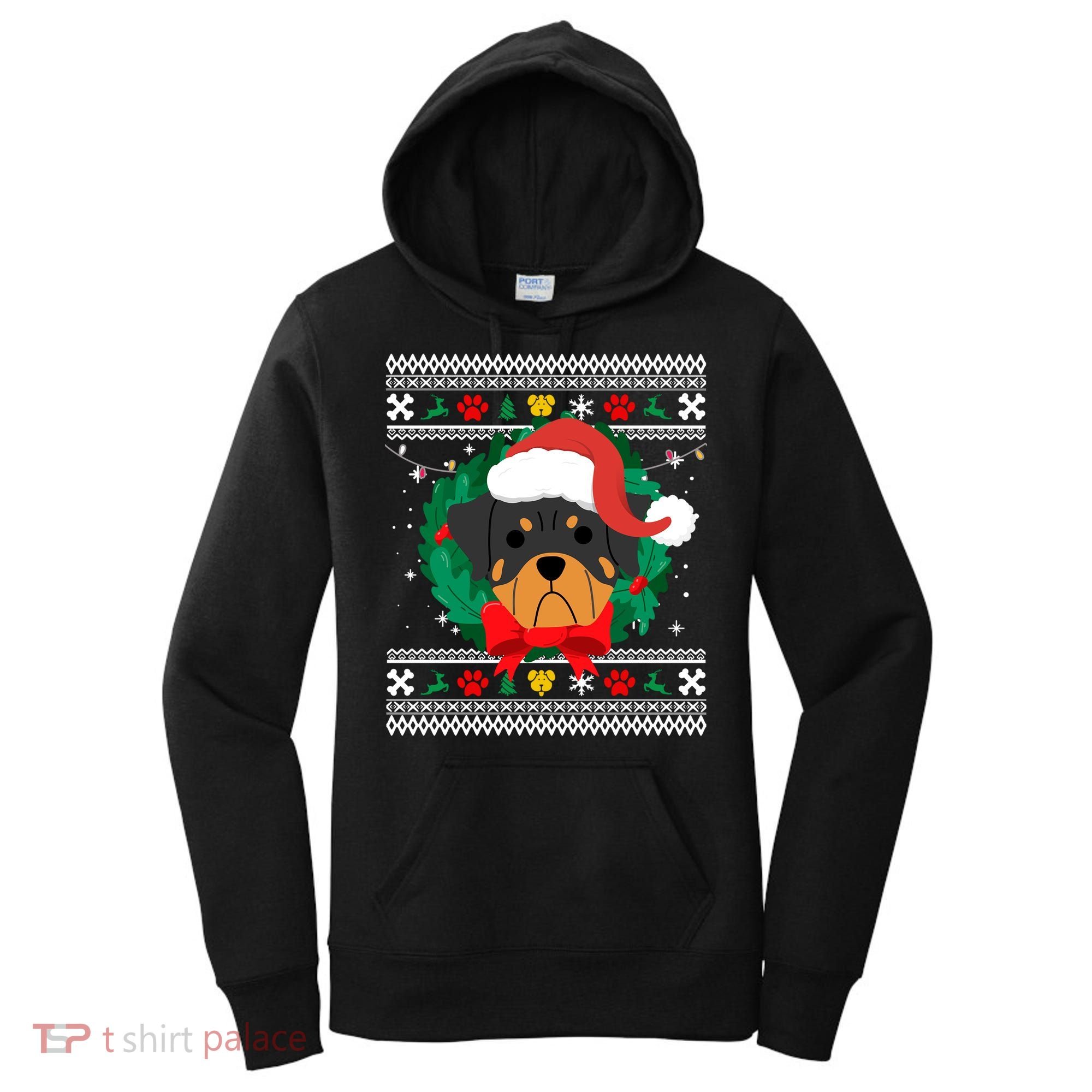 Rottweiler Ugly Christmas Sweater Rottie Great Gift Women's Hoodie