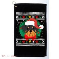 Rottweiler Ugly Christmas Sweater Rottie Great Gift Golf Towel thumb 0