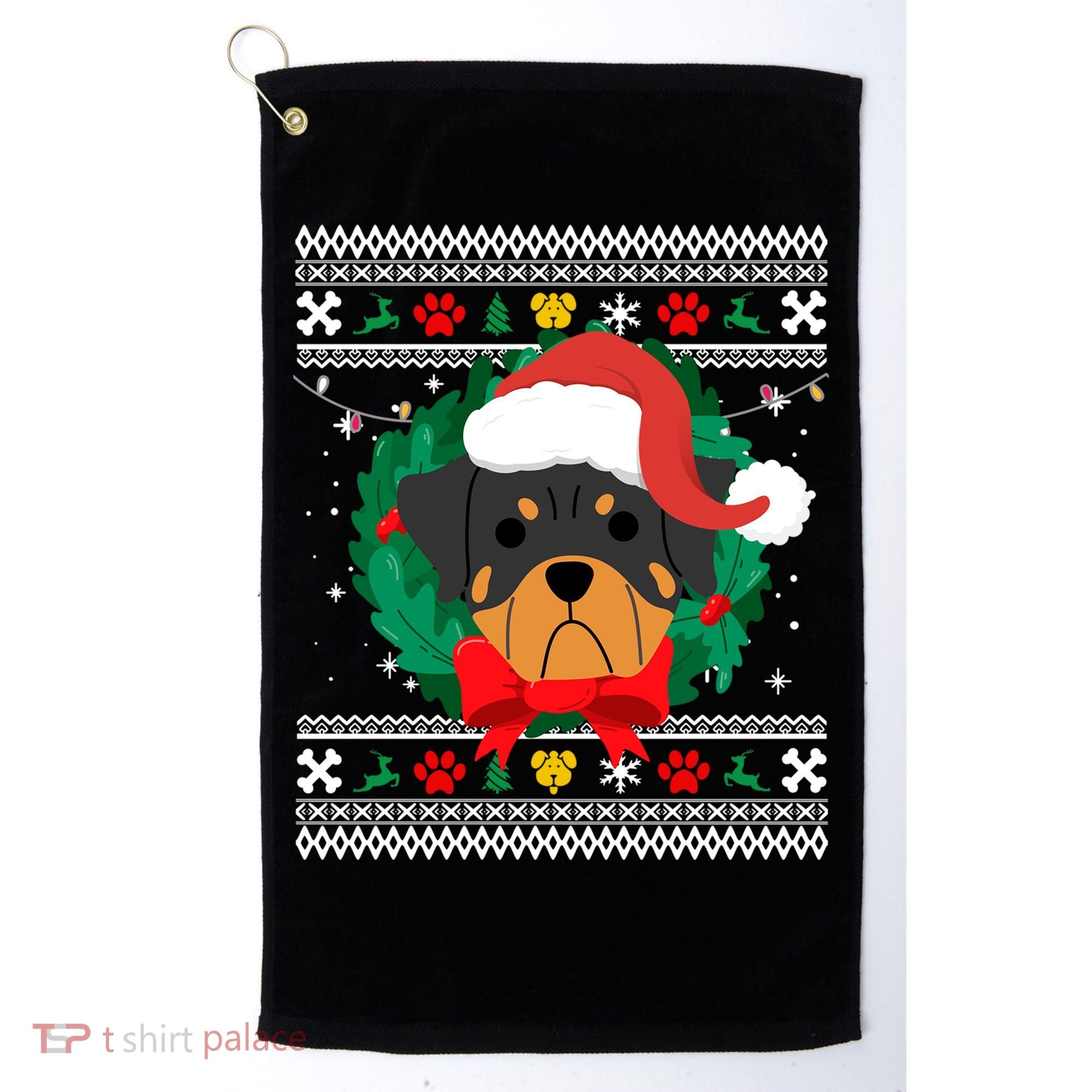 Rottweiler Ugly Christmas Sweater Rottie Great Gift Golf Towel
