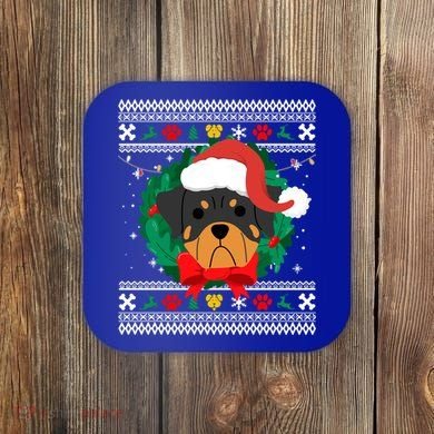 Rottweiler Ugly Christmas Sweater Rottie Great Gift Coaster