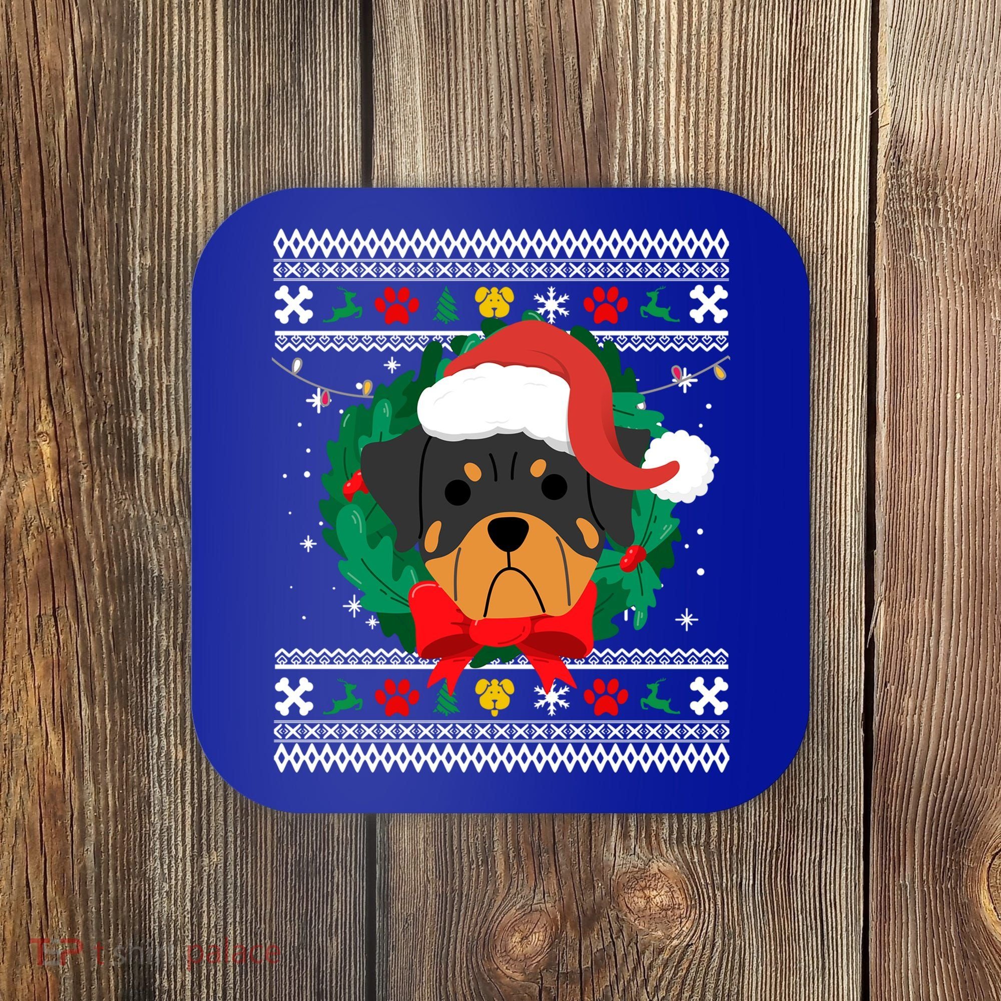 Rottweiler Ugly Christmas Sweater Rottie Great Gift Coaster