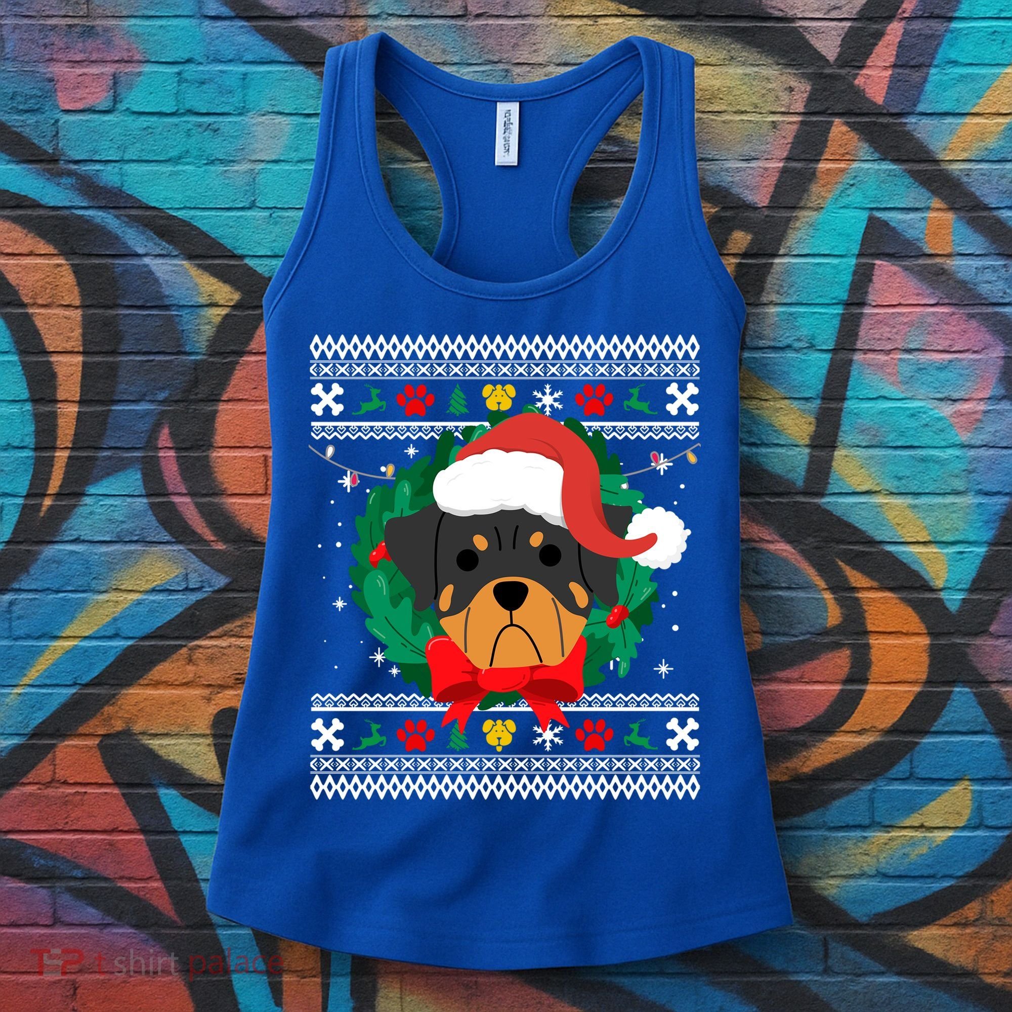 Rottweiler Ugly Christmas Sweater Rottie Great Gift Women's Tank Top