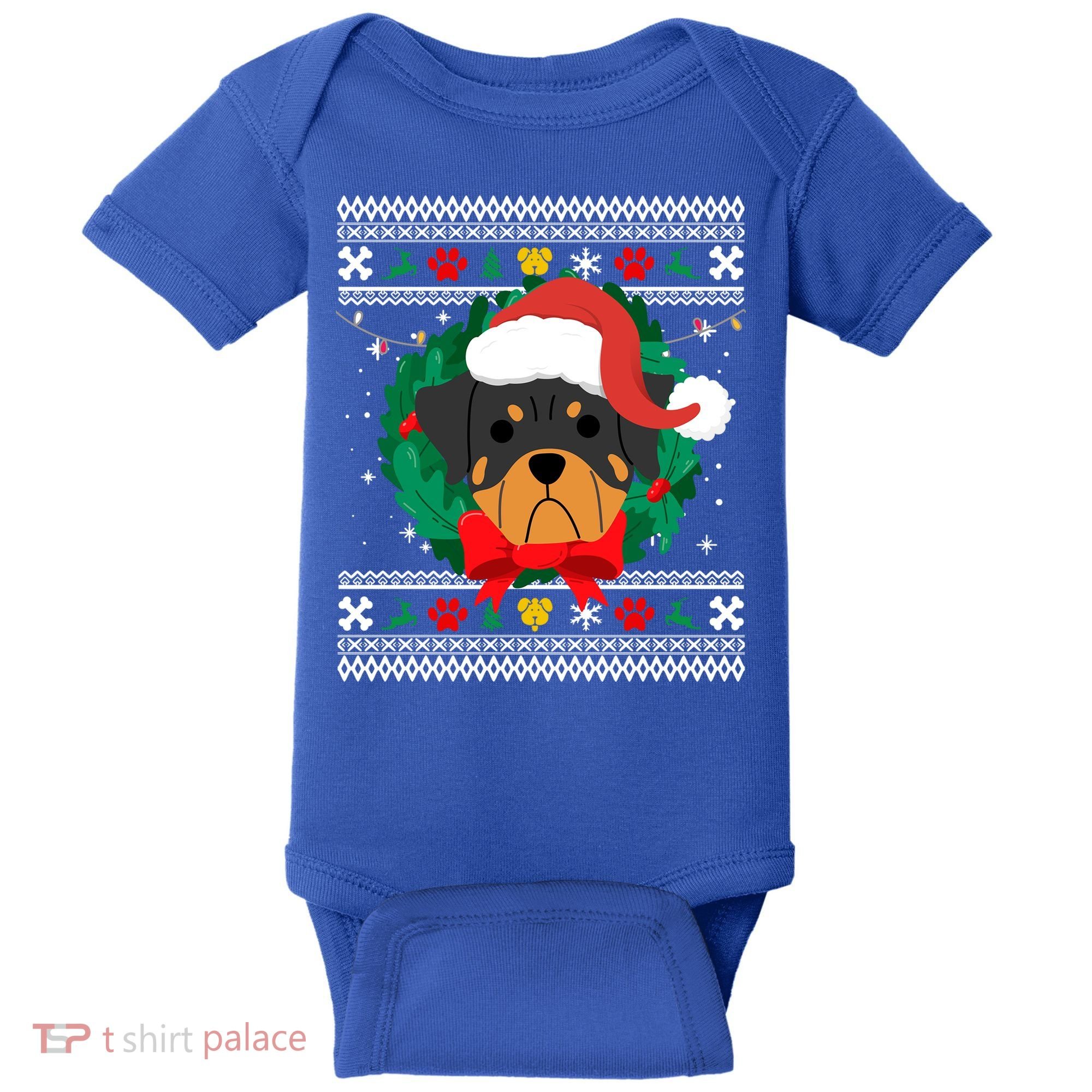 Rottweiler Ugly Christmas Sweater Rottie Great Gift Baby Bodysuit
