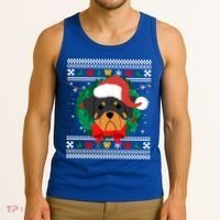 Rottweiler Ugly Christmas Sweater Rottie Great Gift Tank Top thumb 3