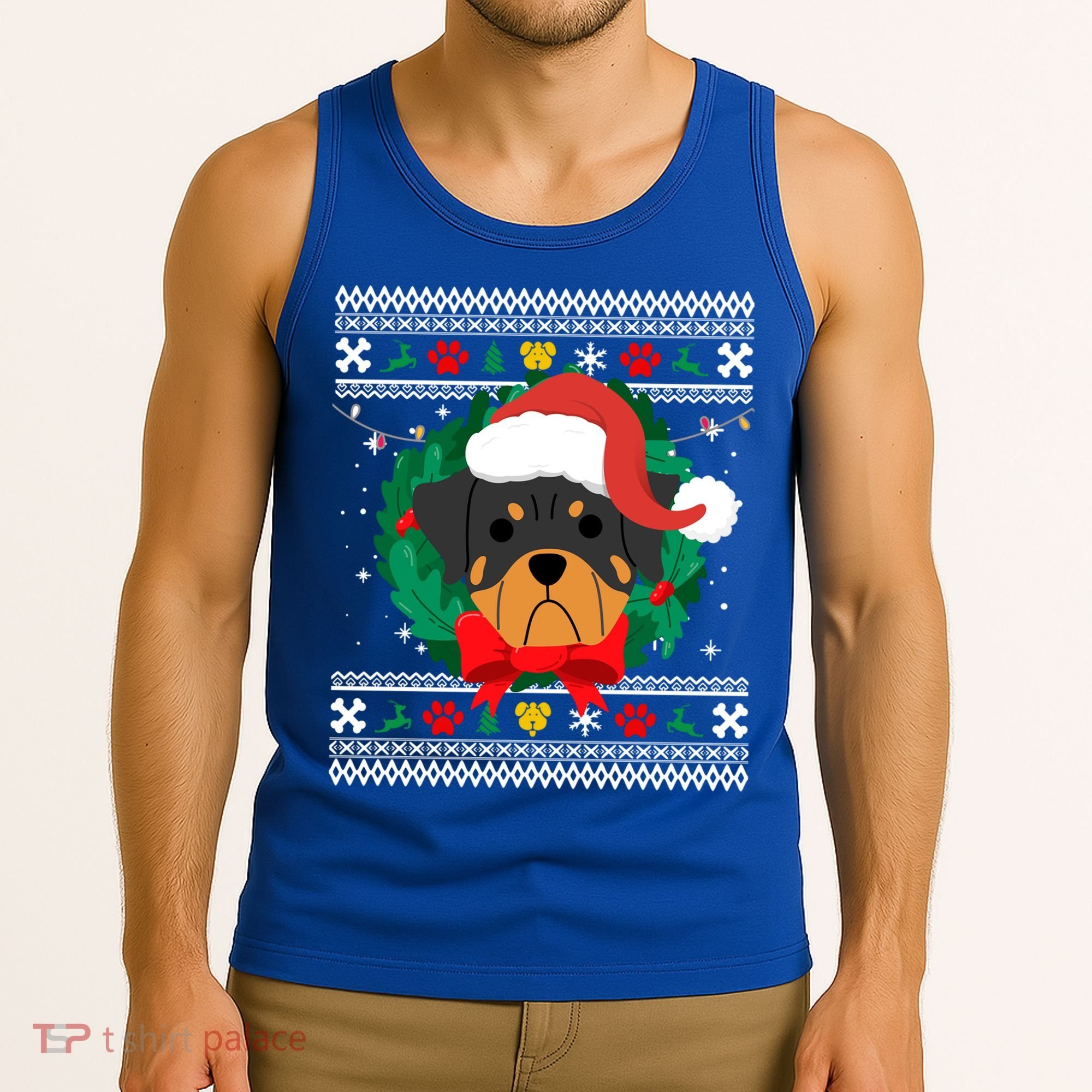 Rottweiler Ugly Christmas Sweater Rottie Great Gift Tank Top