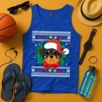 Rottweiler Ugly Christmas Sweater Rottie Great Gift Tank Top thumb 4